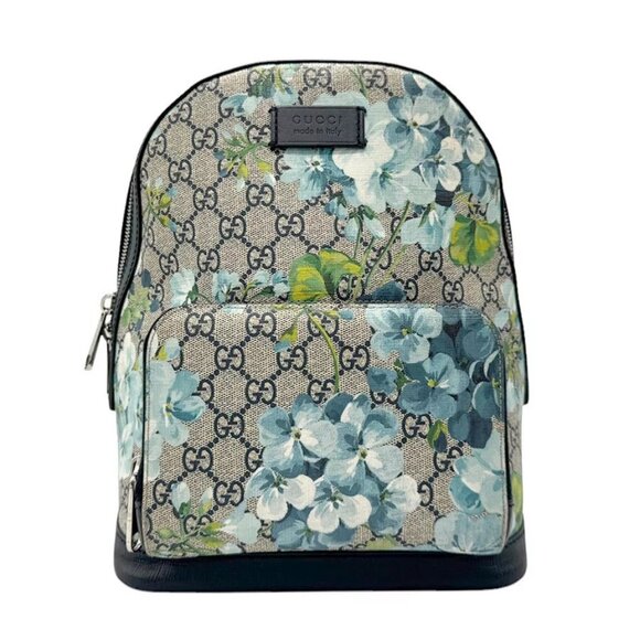 Auth GUCCI GG Blooms Backpack Navy/Beige/Blue - Picture 1 of 16